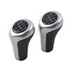 Carbon Look For BMW 1 3 5 6er E46 E53 E60 E61 E63 E81 E82 E83 E84 E87 E90 E91 E92 Car 5 6 Speed Leather Gear Silver Shift Knob