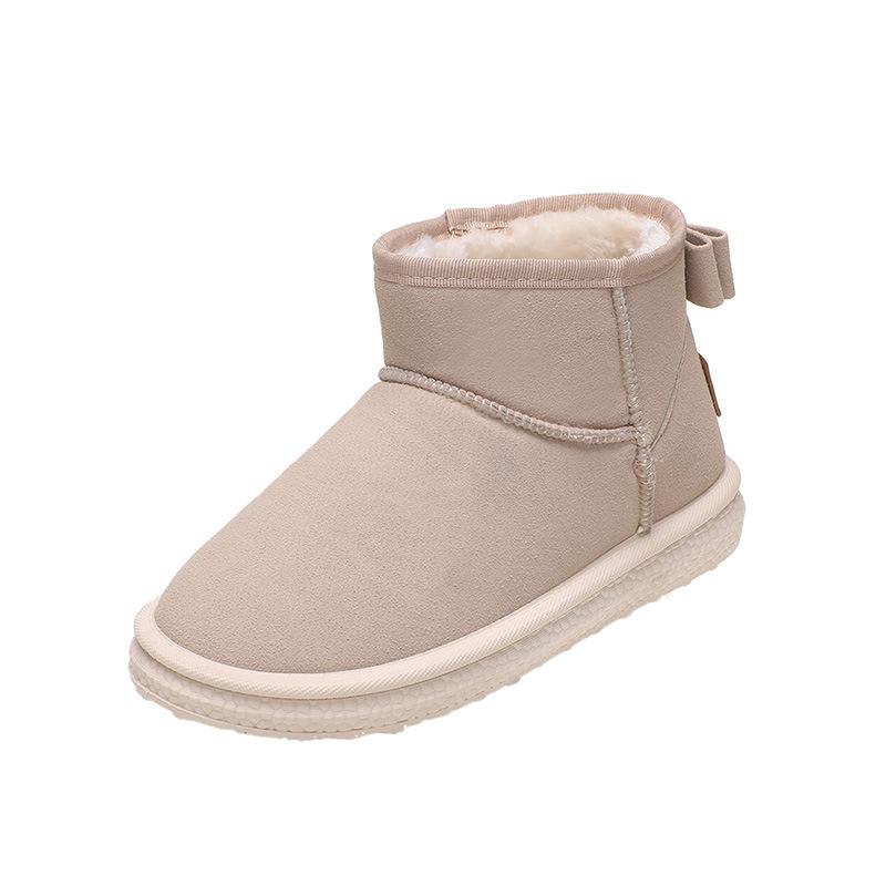 Snow Boots for Women's Winter New Casual and Comfortable Piled Thickened Flat-bottomed Muffins and Round-headed Short Boots for Women