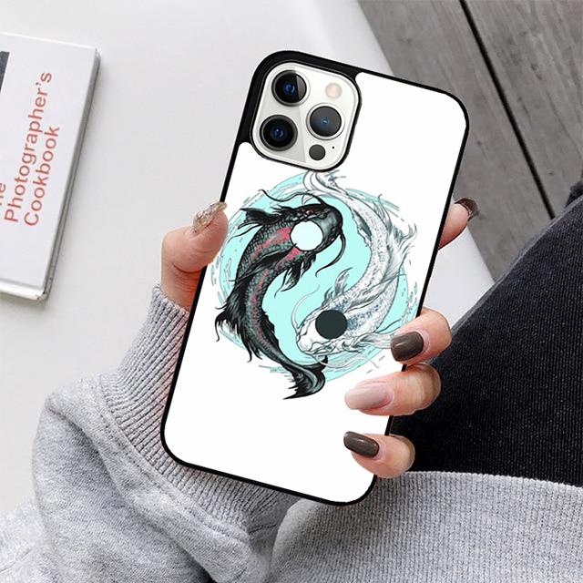 Koi Fish Yin Yang Art Mobile Phone Cases Cover For iPhone 17 Air 16 15 14 12 13 11 Pro MAX apple Plus Coque
