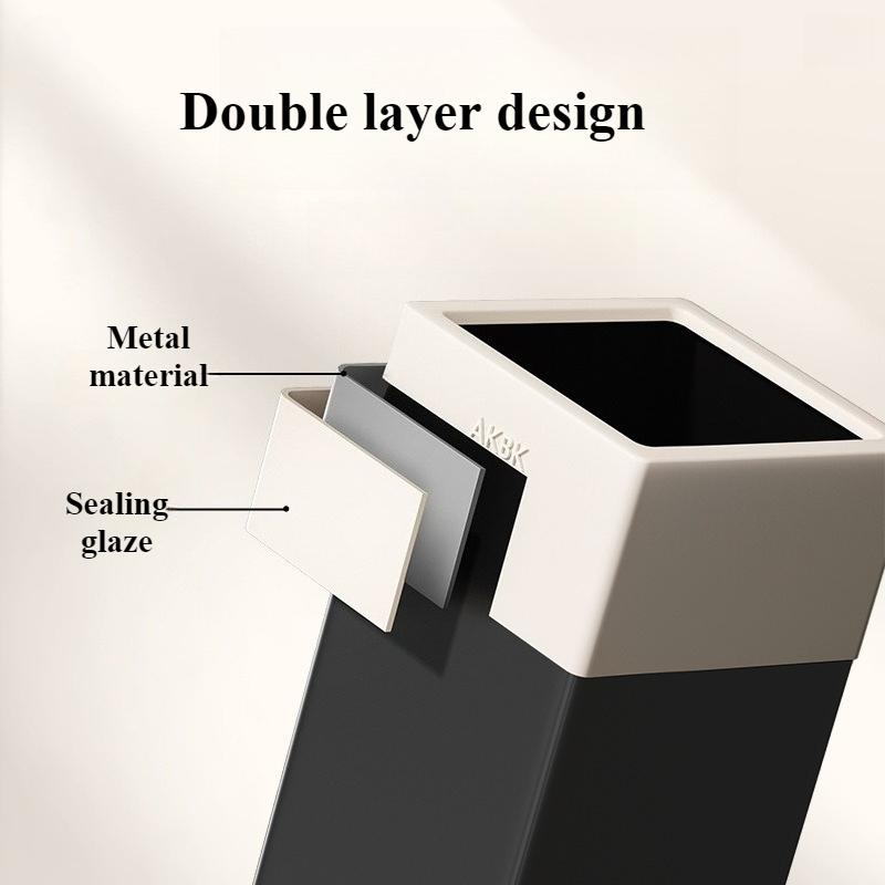 Stainless Steel Waste Bins Bathroom High-footed Trash Can Living Room Large Capacity Garbage Can Kitchen Food Dispose Litter Bin