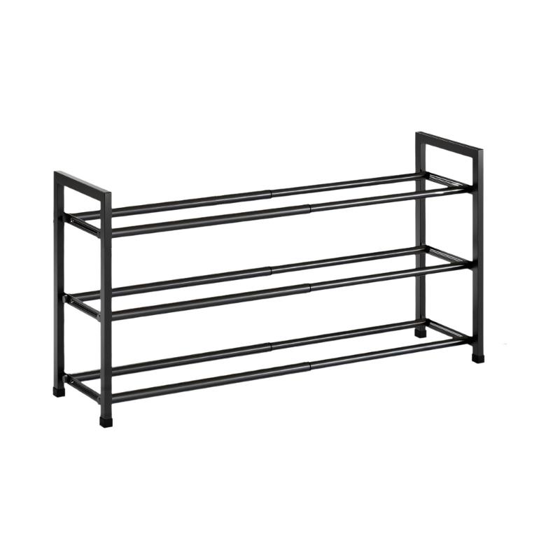 

Expandable Stackable Shoe Storage Shelf Strong Metal Frame Effective For Small districts Black 1