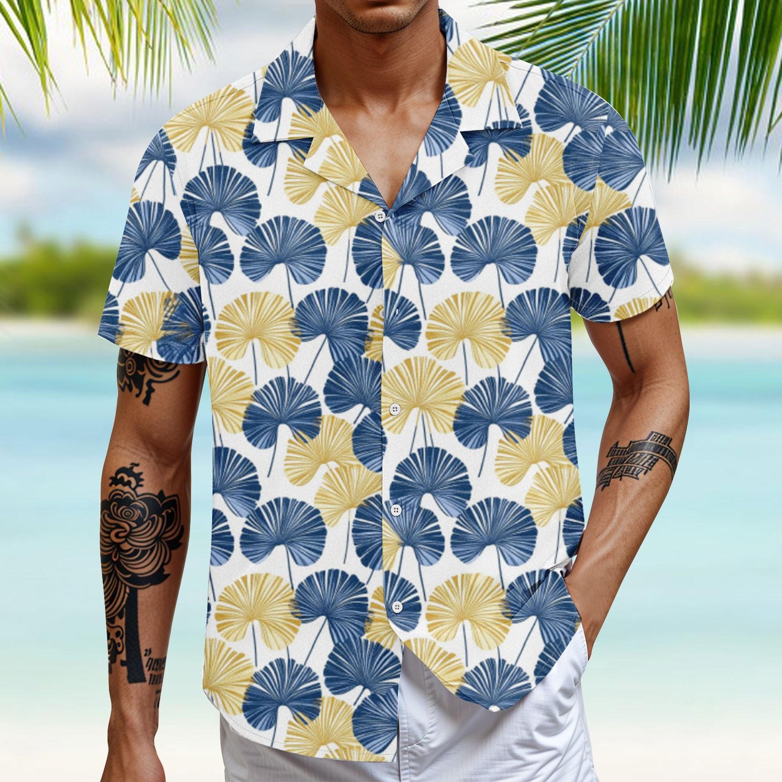 

Мужская повседневная свободная рубашка с короткими рукавами, модная рубашка с принтом, топ XXXL золотой