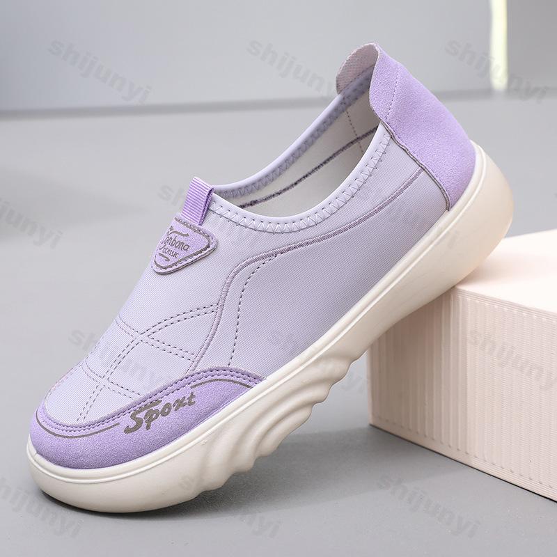 Soft Soled Non Slip Flats Concise Comfortable Casual Shoes Lightweight Hard Wearing Thick Soled Loafers Slip on Women's Shoes