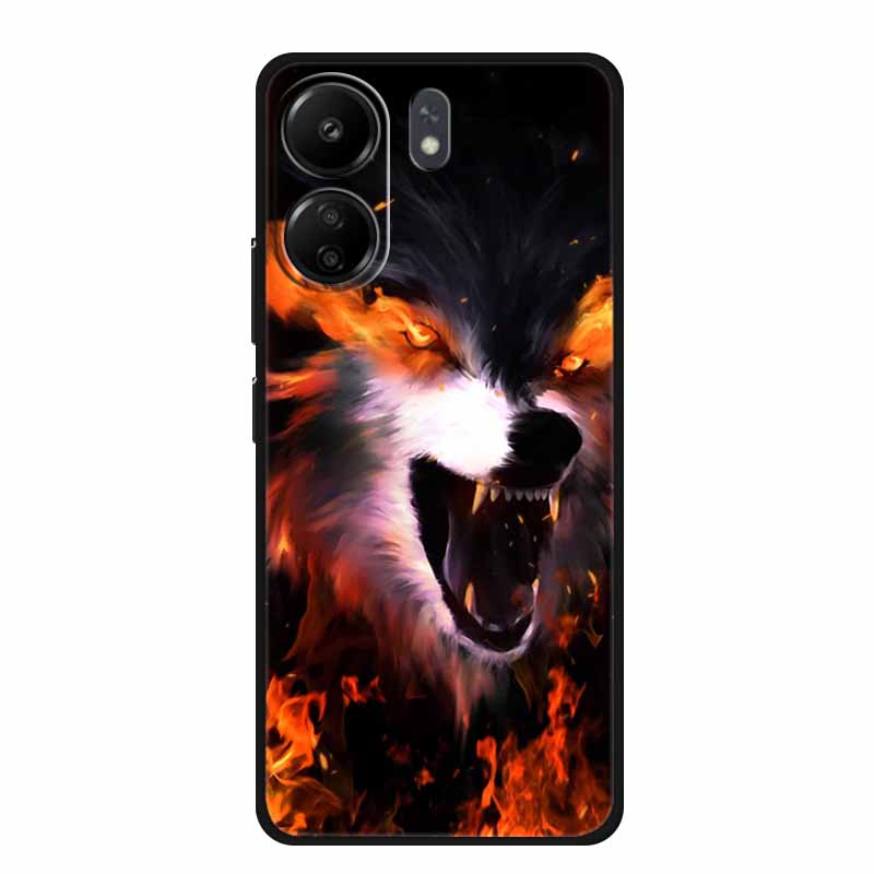 Phone Cases for Redmi 13C 13R Soft Silicone TPU Cover for Xiaomi Redmi13 C R Animal Wolf Funda Vividly Lion Tiger Capa 13 C R
