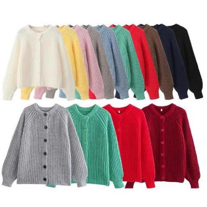 2025 Autumn Women's Long Sleeve Knit Cardigan Sweater Top - European & American Style