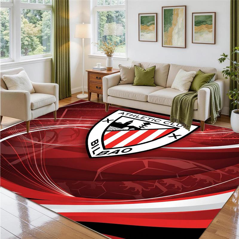 Athletic Bilbao Football Design Crystal Velvet Rug Soft Decorative Mat for Bedroom Entrance