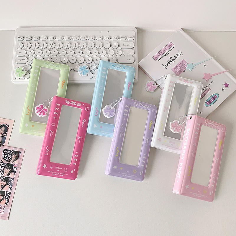 Elegant Photocard Binder Card Album With 4 Compartments Bowknot Pocket Small Cute Photo Album For Fans Boys Girls For Collecting And Organizing Cards