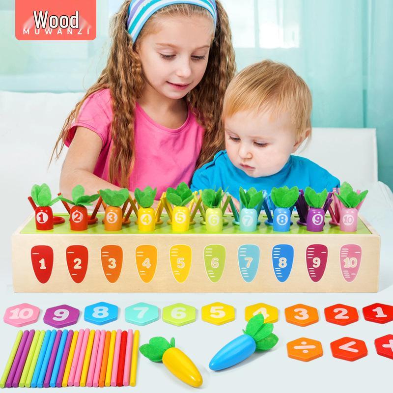 Holz-Karotten-Zählstäbchen: Montessori Lernspielzeug für 1- bis 6-Jährige