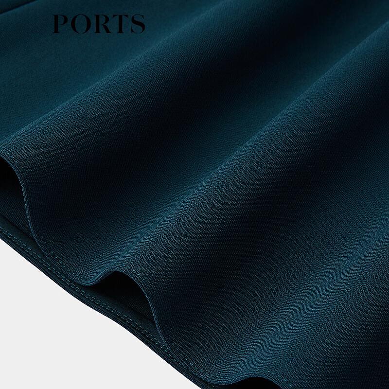 PORTS Women's Retro Dark Blue V-Neck Midi Dress