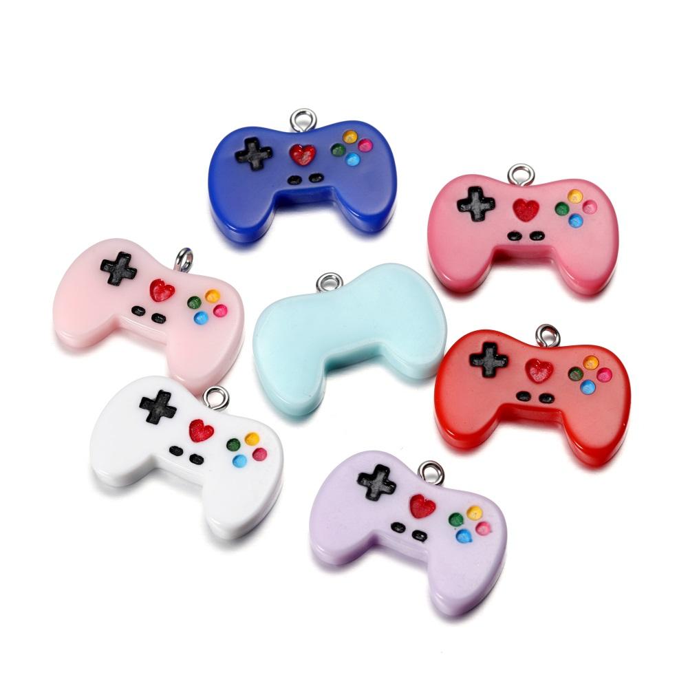 

10Pcs/Lot Colorful Gamepad Resin Charms Cute Pendants for DIY Keychain Earings Necklace Pendant Jewlery Making Accessories