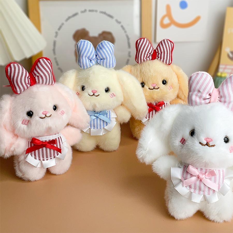 Plush Dog Keychain With Pink Butterfly Bow For Bags And Collectibles