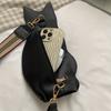 Outdoor travel black cat shaped chest bag cute cartoon anime suspender bag artificial leather crossbody bag