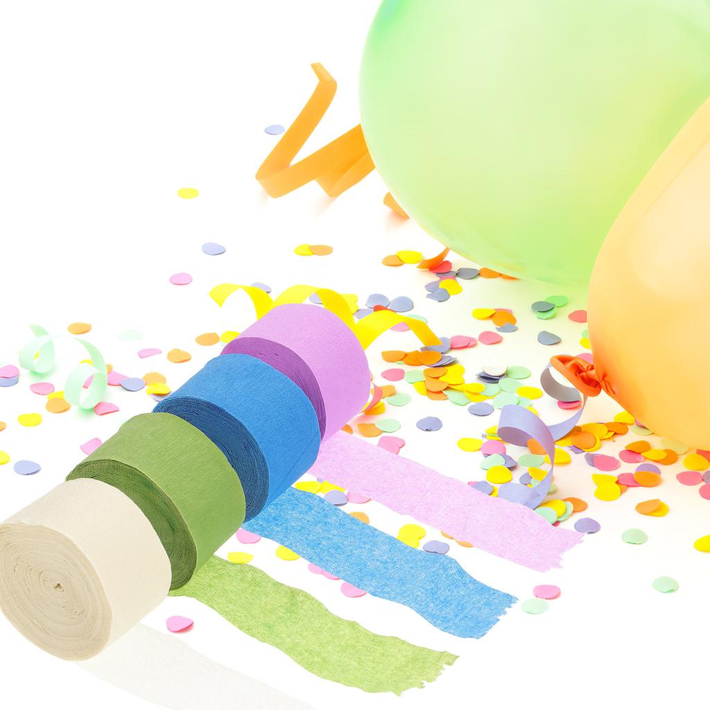 4 Rolls Crepe Paper Streamer Colored Decorations for Party Layout Props Birthday Wedding Shower Peach Themed Events