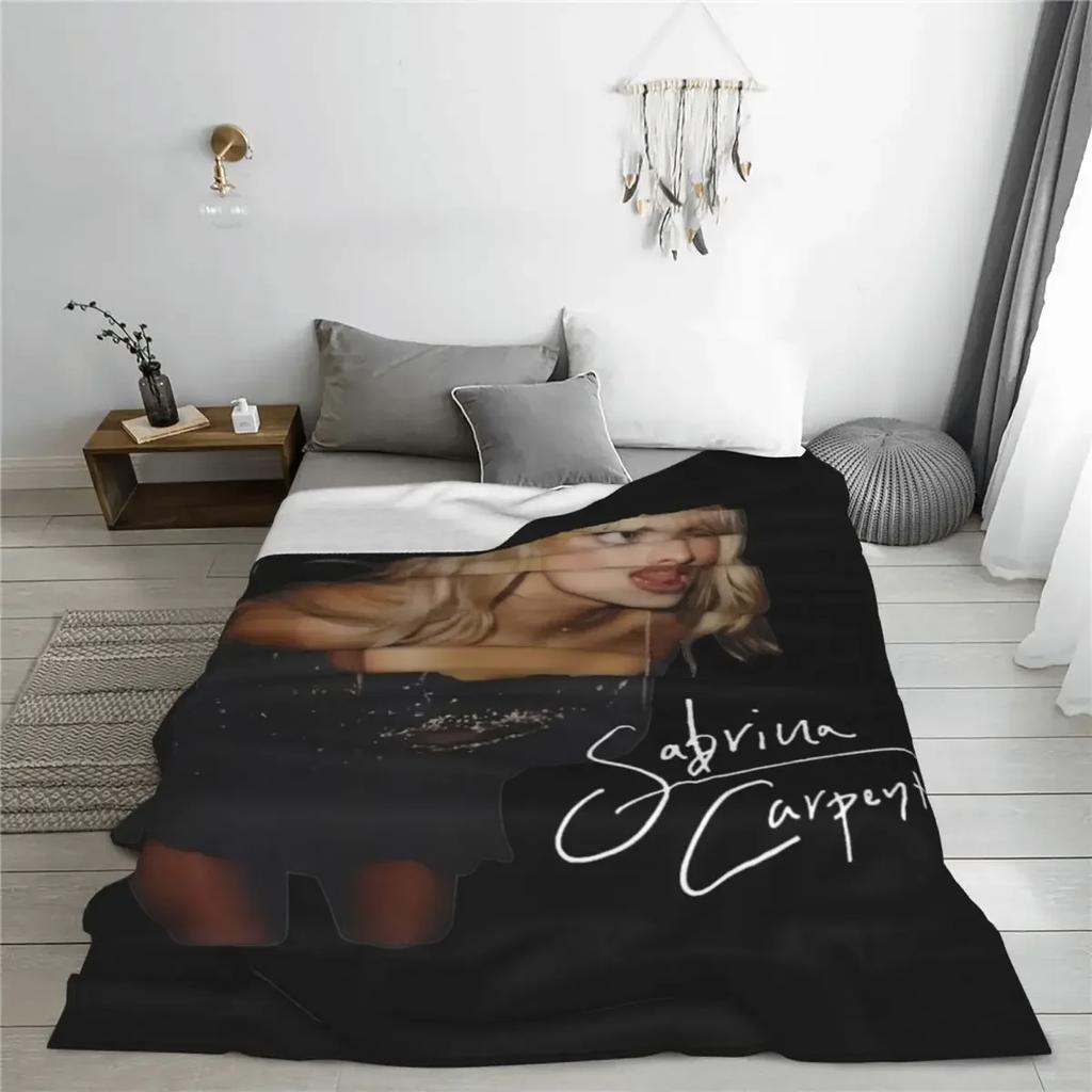 Cozy Sabrina Carpenter Eras Tour Blanket Merch Bed Decorative Espresso Album Throw Blankets Soft Flannel for Car