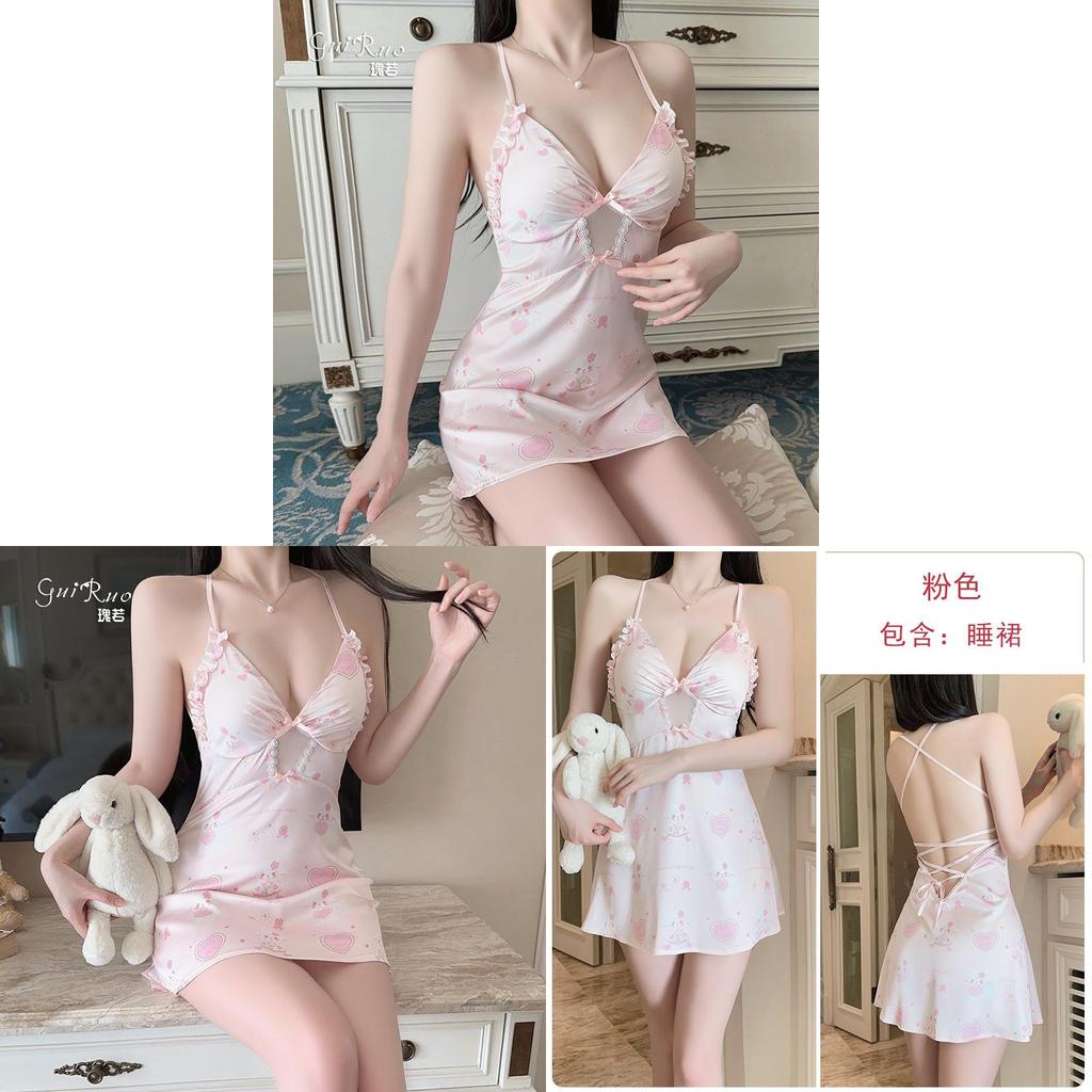 Youth Female Satin Sleep Dress With V Neck And Breathable Stretch Fabric For Home And Hotel Use