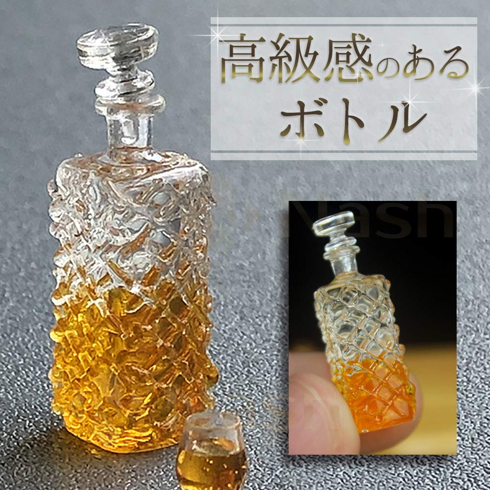 Nash Miniature Bottle and Whiskey Glass Dollhouse Liquor Decoration Set, 1/12 Scale, Accessories,
