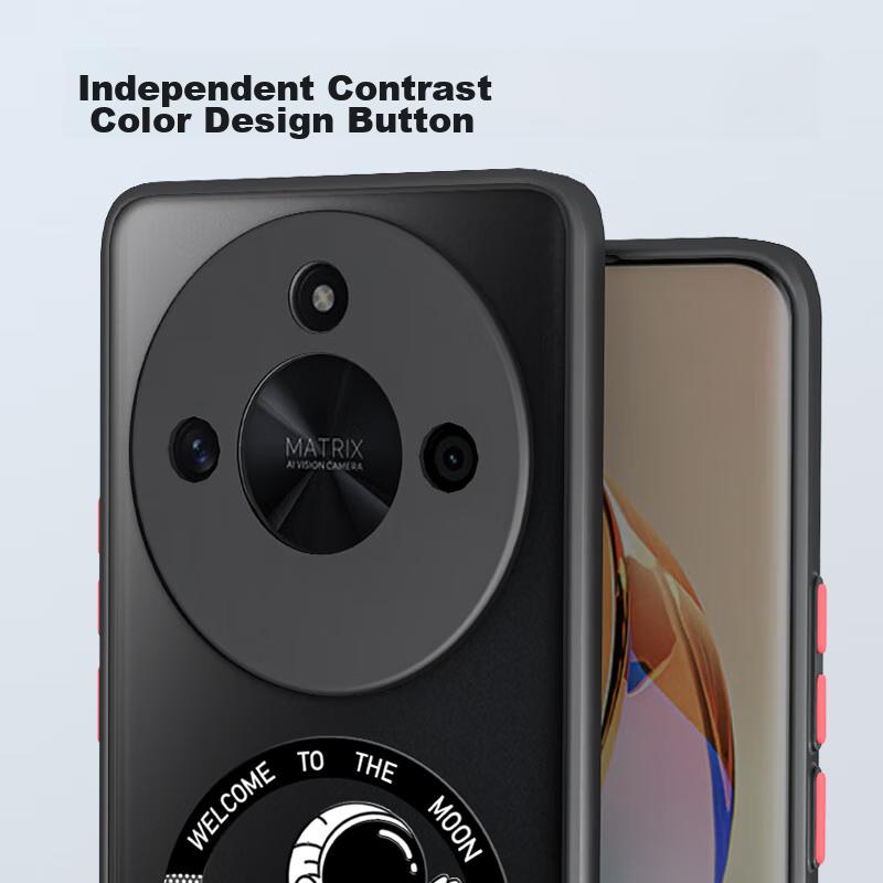 Phone Case for Honor X50, Shockproof Silicone Upgraded Camera Full Protection Cartoon Graffiti Semi-Transparent Unisex Color-Blocking