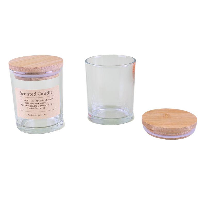 Frosted Matte Glass Cup with Bamboo Lid DIY Aromatherapy Candle Container