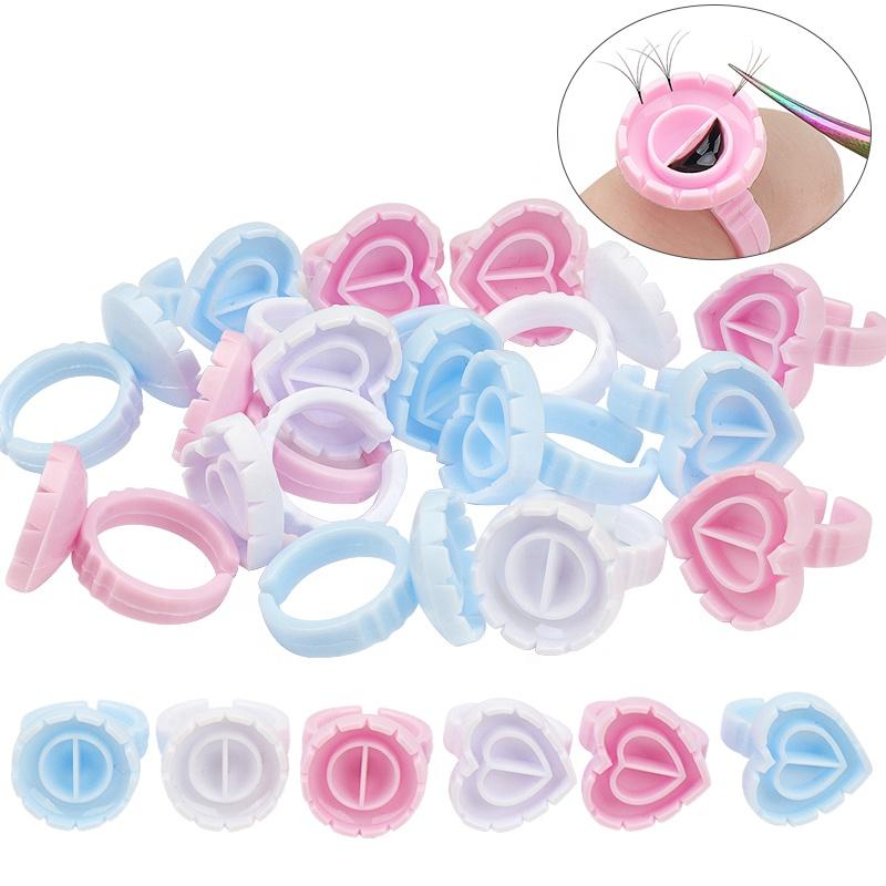 100 Pcs Disposable False Eyelash Flower Glue Cup Ring Holder Tattoo Pigment Eyelash Extension Tool Accessories