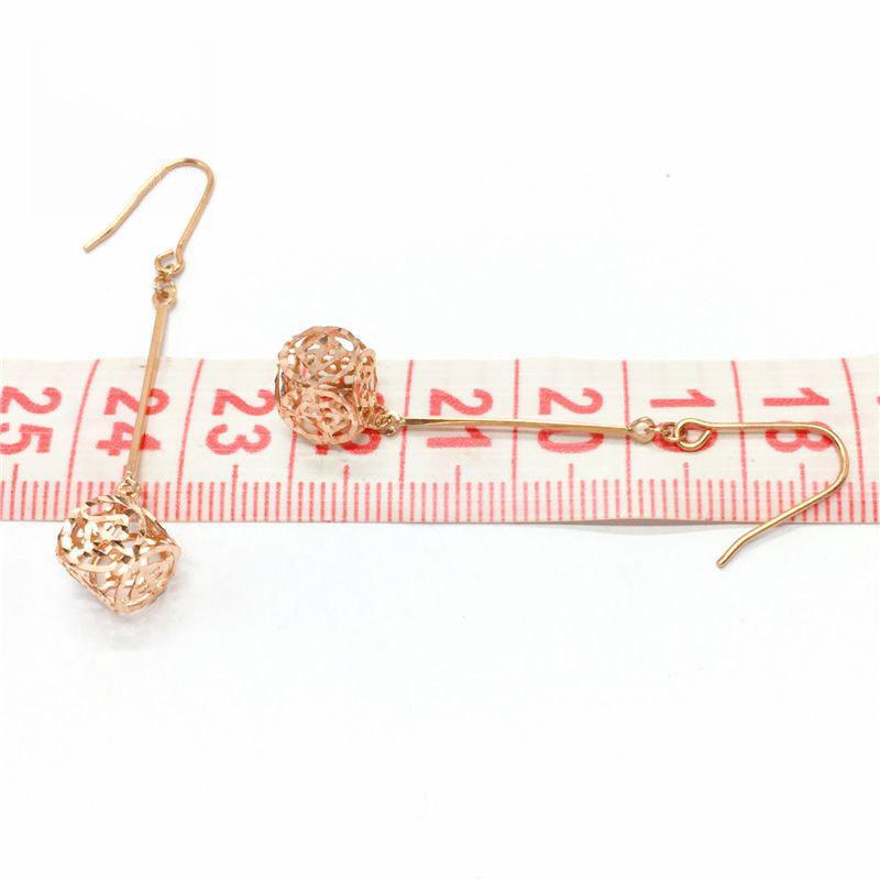 Purple Gold Long Three-Dimensional Hollow Square Earrings, Simple And Fashionable Rose Gold-Plated Ear Hooks