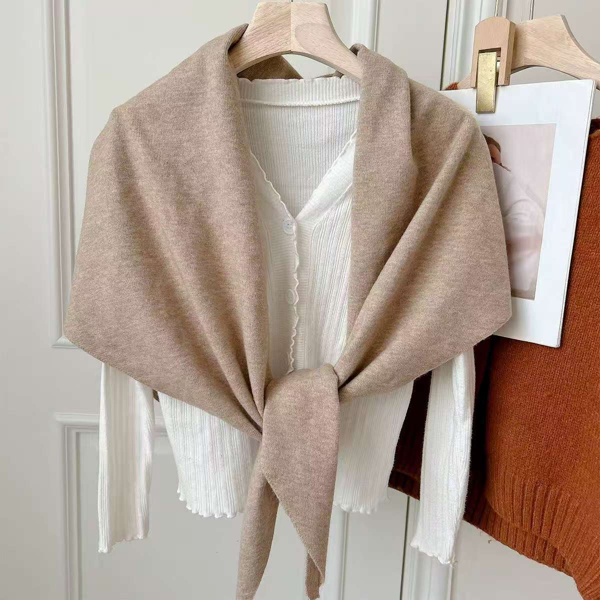 

Нова Трикутна Велика Шаль з Суміші Вовни для Жінок, Ангольський Інфрачервоний з Теплим В язаним Великим Шарфом для Осені та Зими 170cm