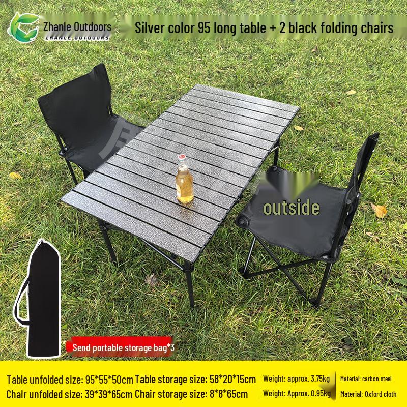 Outdoor Folding Table & Chair Set - Perfect for Leisure, Picnics, Camping, Barbecues, or Market Stalls. Portable and Compact Design.
