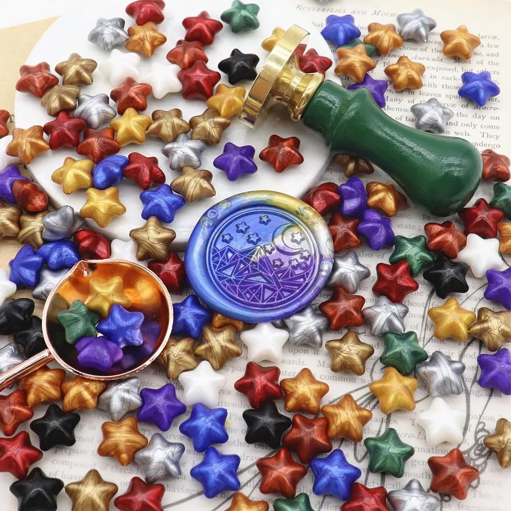100pcs Pearlescent Mixed Color Wax Grains Macaroon Lucky Star Candle Making Material DIY Scrapbooking Invitation Sealing Wax