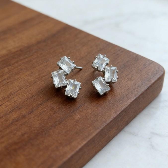 Earrings Zircon Temperament Stud Earrings Women'S Niche Design Earrings Simple Earrings Light Luxury Jewelry