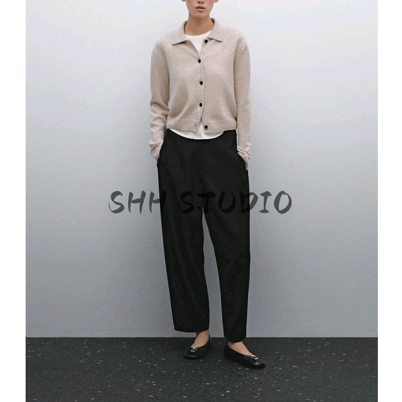 MD Spring New Women's Clothing French Style Retro Casual Long Sleeves Standard Collar Wool Blend Cardigan 6002800