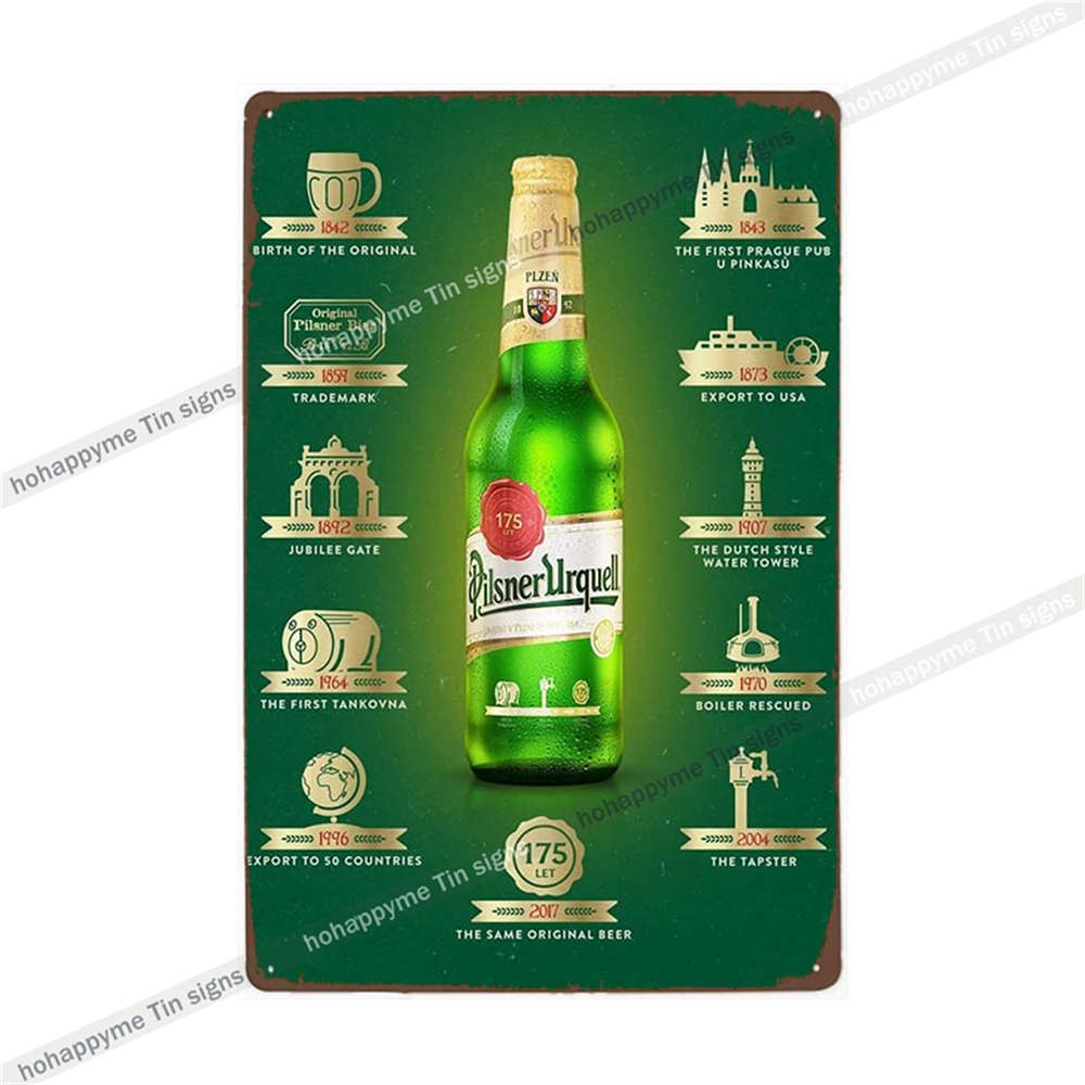 Pilsner Urquell Metal Wall Art Poster Belgium Beer Sign Vintage Bar Man Cave Club Tin Painting Decor Plaque Decoration 20x30cm