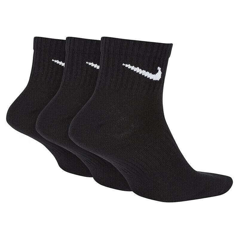 Nike Men's Socks, Quick-Drying Breathable Basketball Socks, Short Socks Three-Pack SX7677-010 Black L