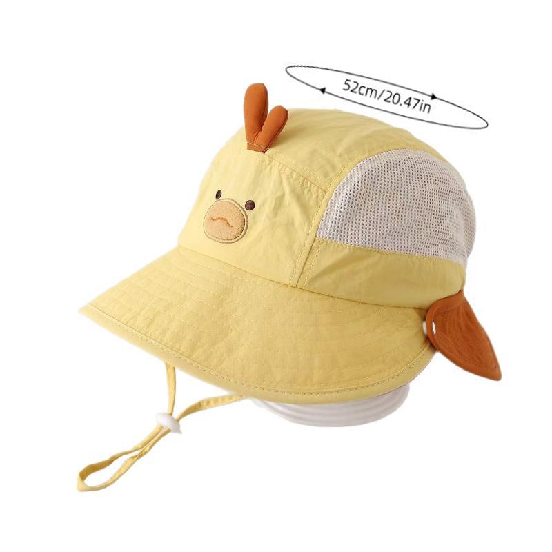 Summer Outdoor Breathable Mesh Panama Hat Cartoon Sunshade Baby Beach Hat Cute Bear Rabbit Ears Boys Girls