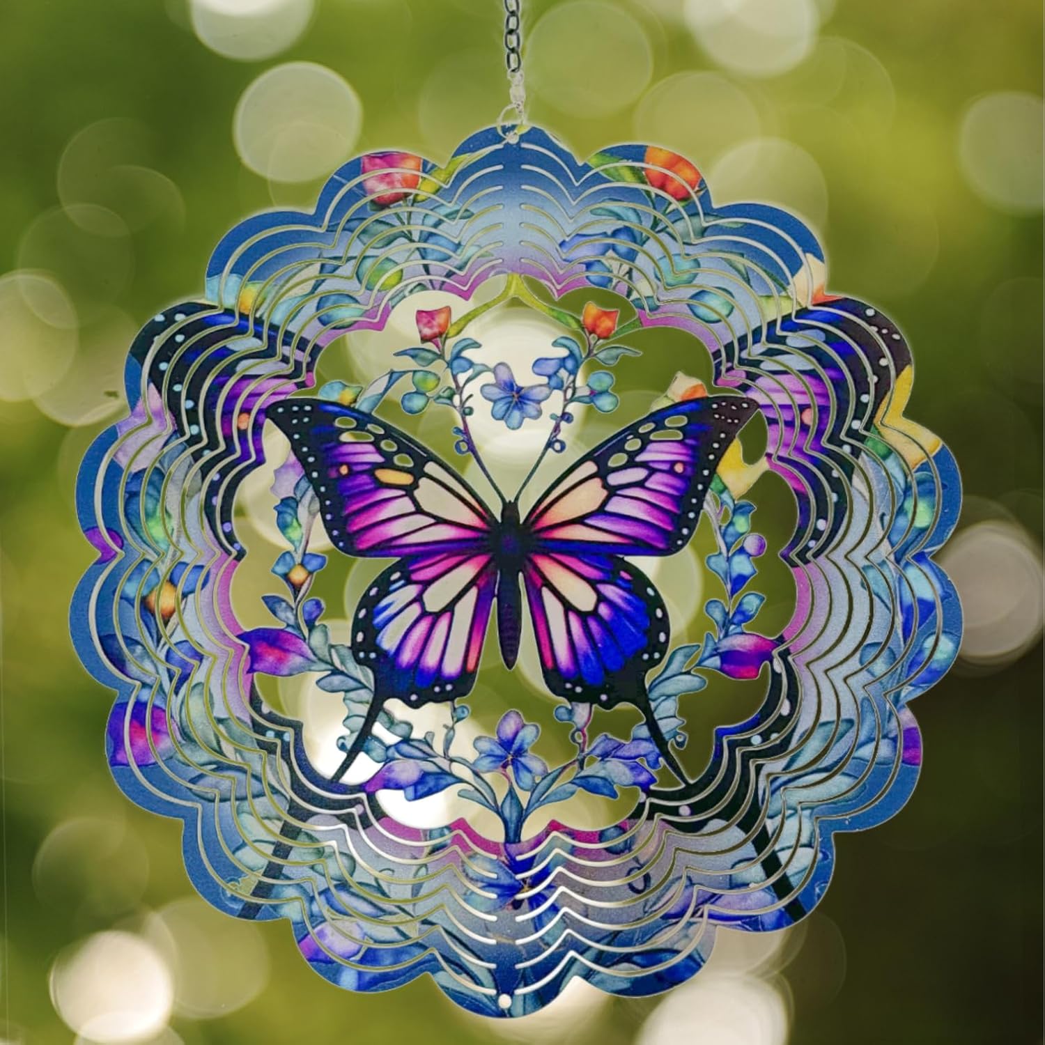 Wind Spinners Metal Butterfly - Butterfly Gifts for Women Mom Grandma Wife, Hanging Wind Spinner for Outdoor & Indoor Decorations, 12 inch 3D Wind 12inch