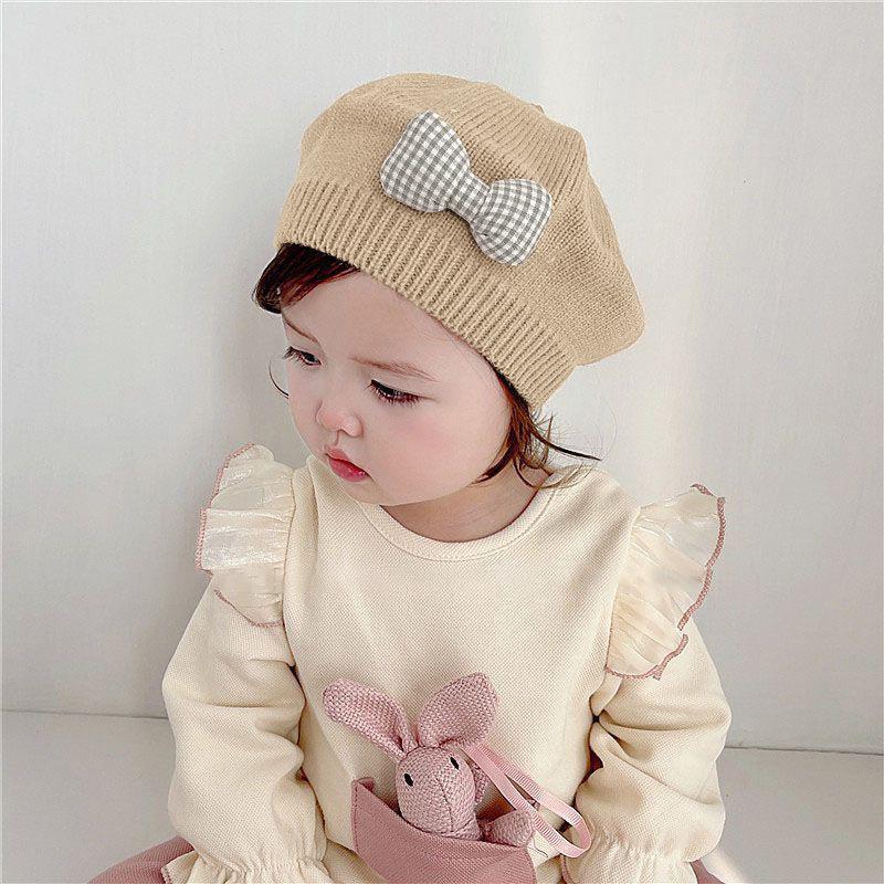 Children'S Beret Baby Hat Cute And Super Cute Autumn And Winter Girl'S Stylish Korean Style Princess Knitted Wool Painter'S Hat
