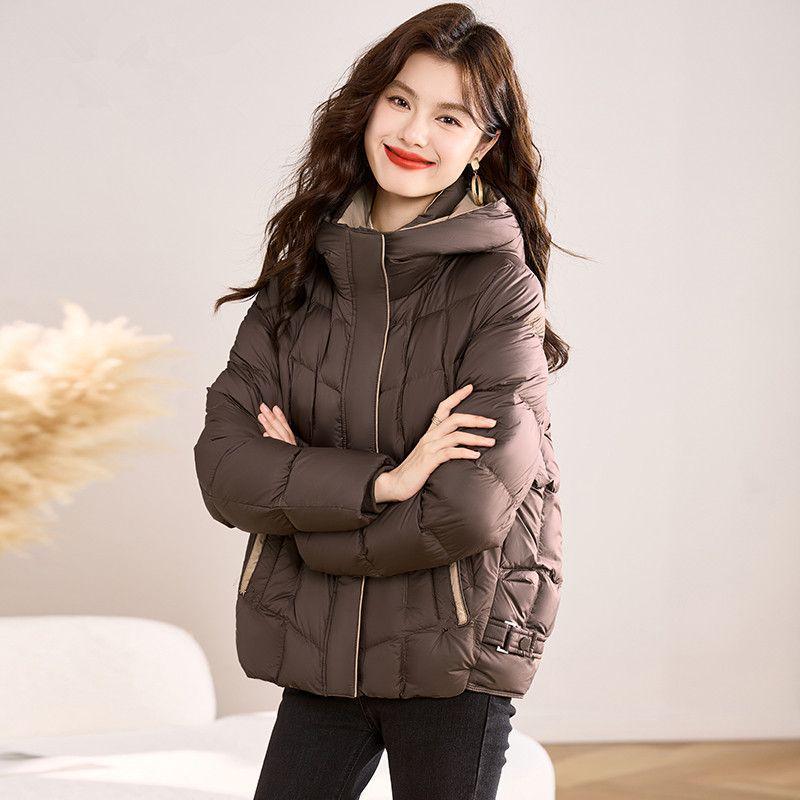 

Трендовая женская короткая зимняя пуховая хлопковая куртка высокого класса 2025 L (105-120 cm)