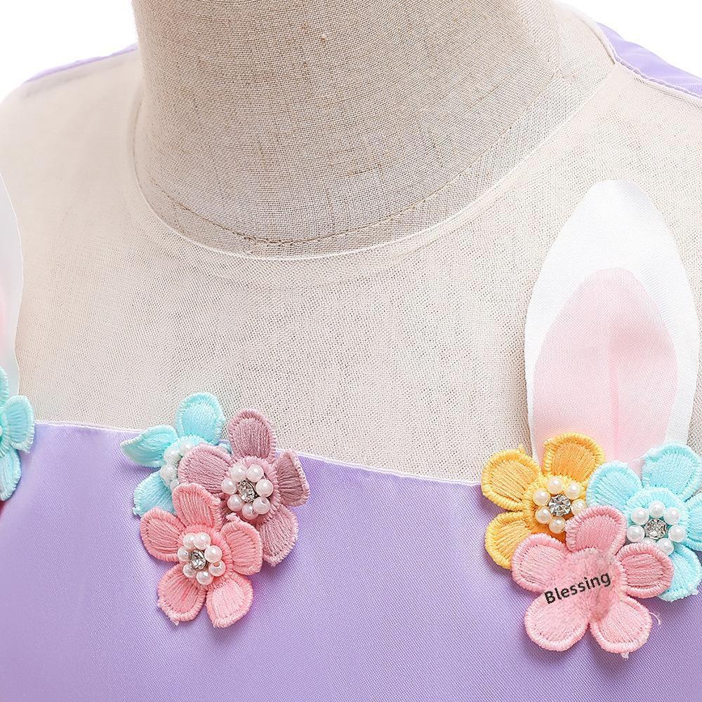 Rochie Unicorn Curcubeu din Plasă pentru Fete: Costum de Performanță pentru Festival