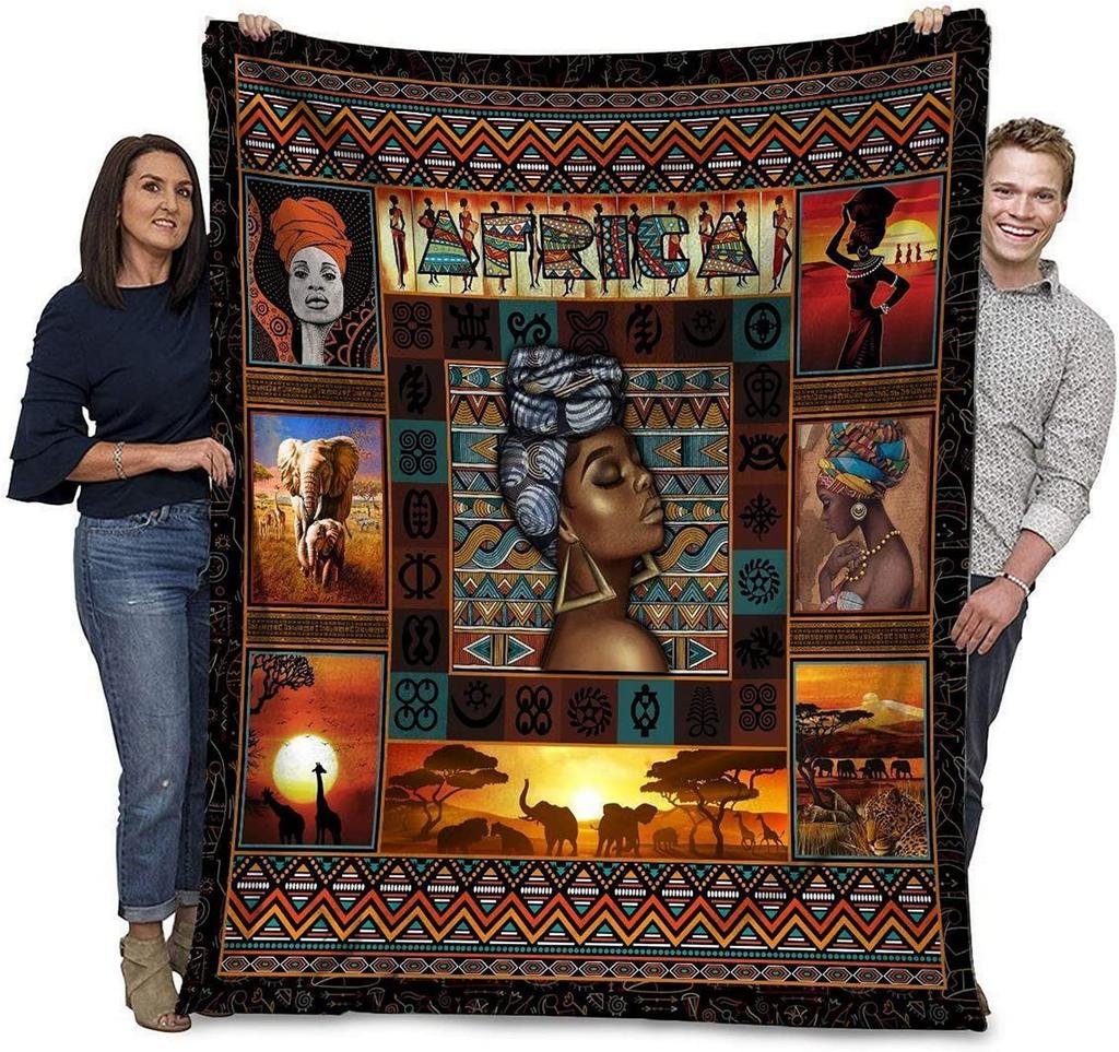 Ethnic Elephant Tribal Stylized Ornament Soft Throw Blanket Lightweight Flannel Blanket for Couch Bed Sofa Travelling Camping for Kids Adults