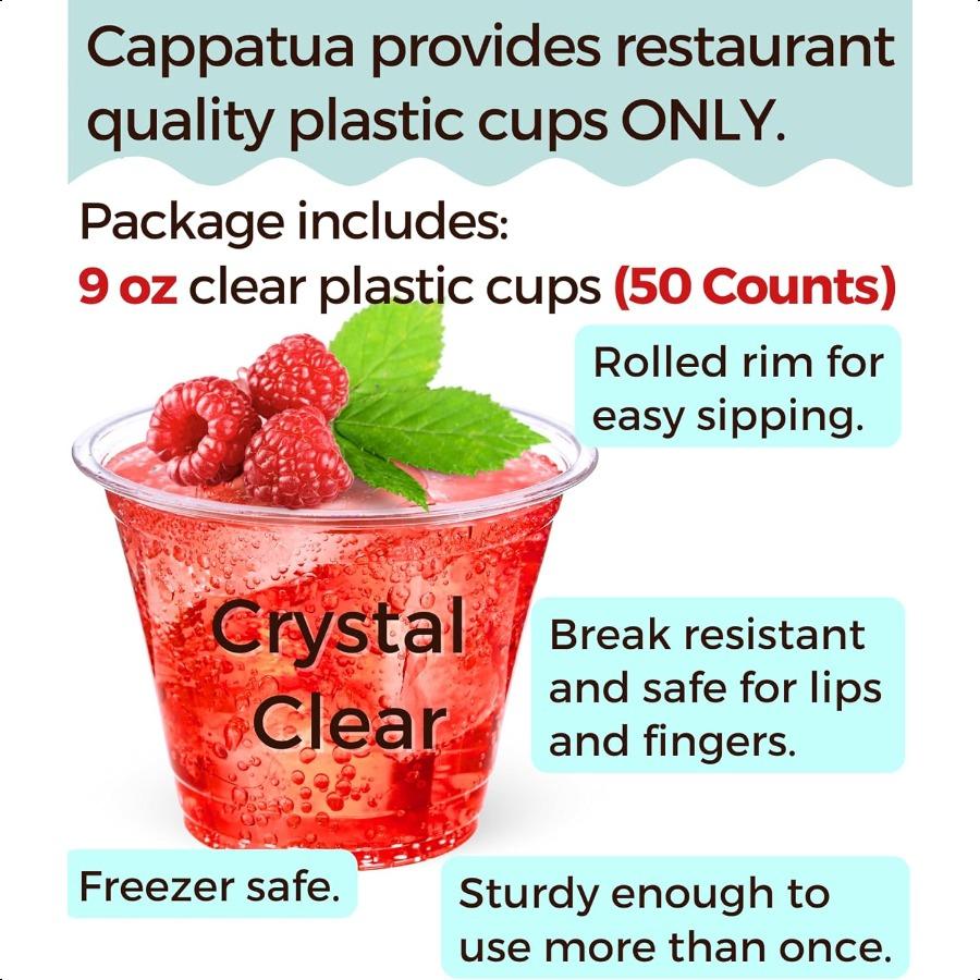 

9 oz Clear Plastic Cups 50 Pack 9oz Plastic Cocktail Party Cups Disposable Wine Glasses Small Drinking Cups for Wedding Punch C United States