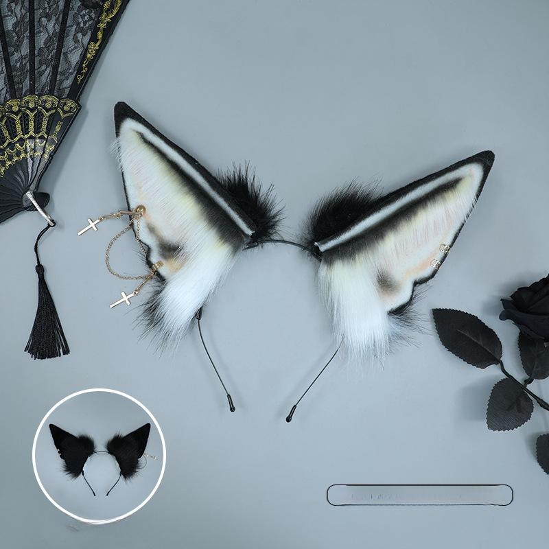 Simulation Cosplay Bärtiger Wolf Haarreif Plüsch Kopfbedeckung Haar Accessoires Pelzig Flauschig Halloween Party Bestienohr Haarreif