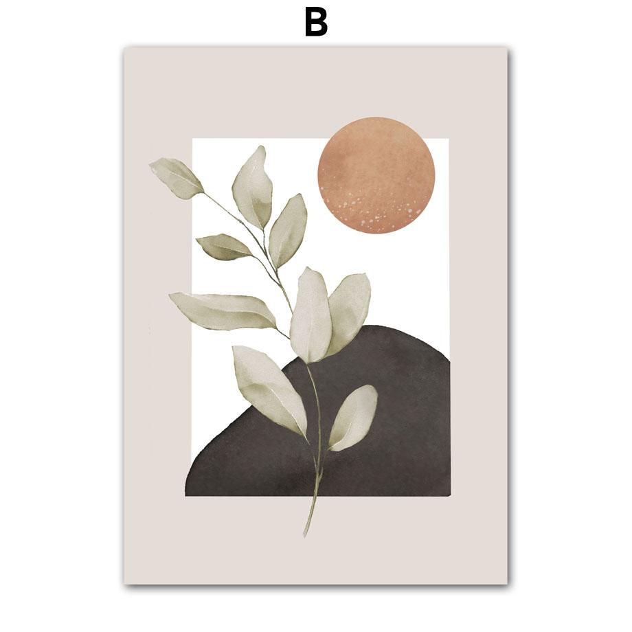 Bohemian Sun Leaf Geometry Nordic Abstract Art Plakaty Druki Sztuka Ścienna Malarstwo na Płótnie Hotel Bar Obrazy Do Wystroju Salonu