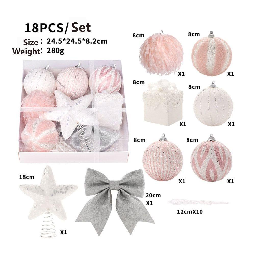 18pcs/box Round Christmas Hanging Ball Plastic Merry Christmas Tree Decor  Home Party Decor