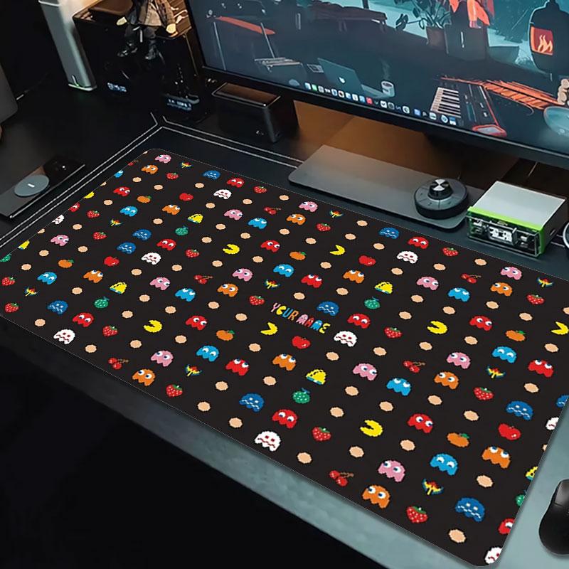 Pac-Man Custom Name Large Size Mouse Pad Large Gaming Table Cushion Non-slip Laptop Tablet Big Mousepad XXL Mat Mini PC Playmat With Lock Edge