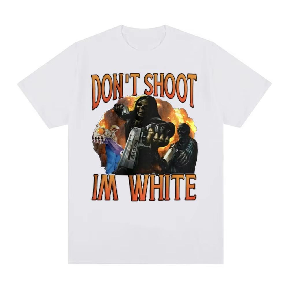 Funny Don't Shoot Im White Meme Graphic T-shirts for Men Casual Humor Short Sleeve T Shirt Unisex Vintage Fashion Gothic T-shirt
