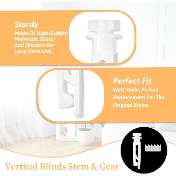 12 Pieces Vertical Blinds Replacement Stem and Gear Vertical Blinds Components Accessories Window Valance Curtain Clip Bracket Control Wand Plastic