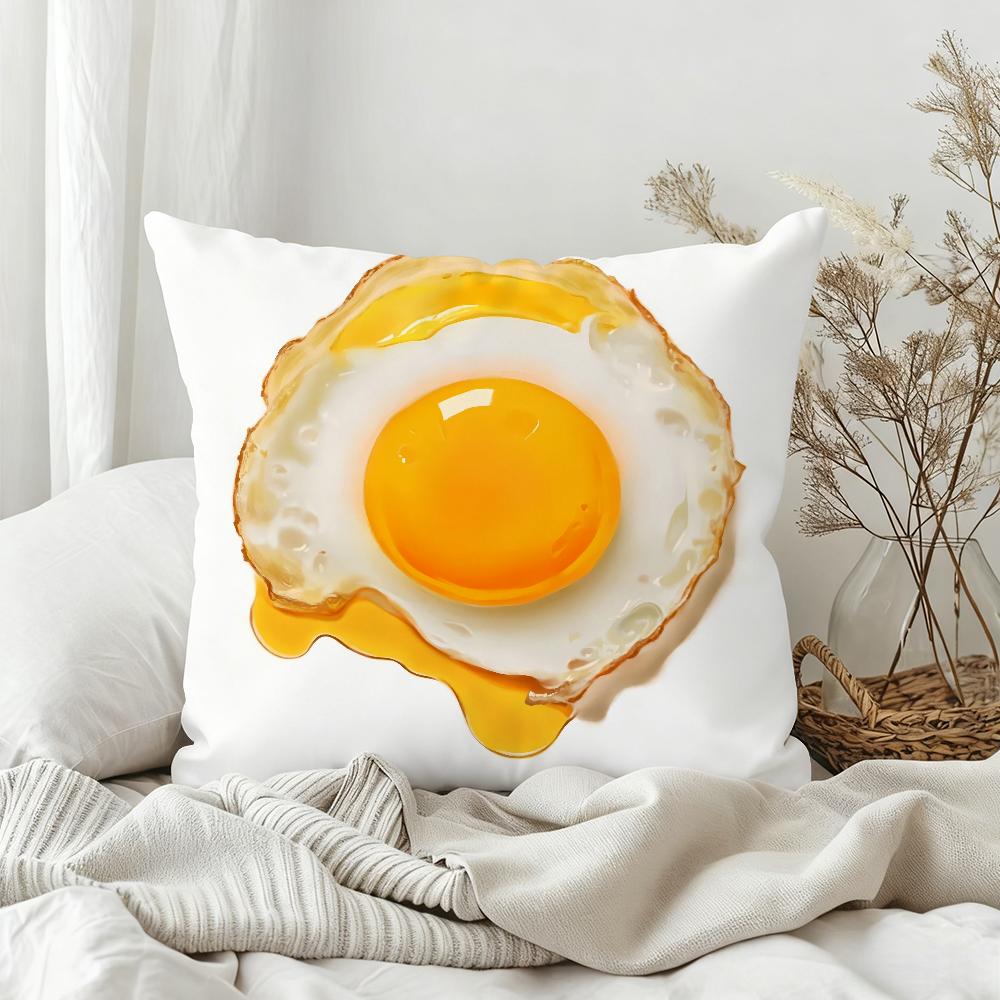 

Fun Fried Egg Cute Pillow Case Bedroom Sofa Living Room Backrest Decoration Square Cushion Nap Time 30x30 cm