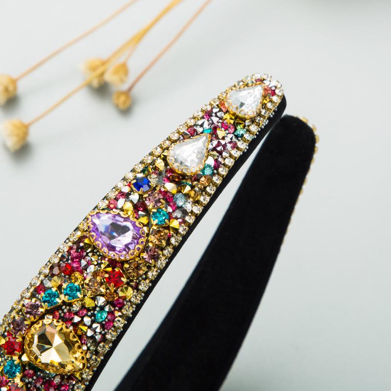 Banda de păr pentru damă, cu strasuri pline, din sticlă, presată lucioasă, retro barocă