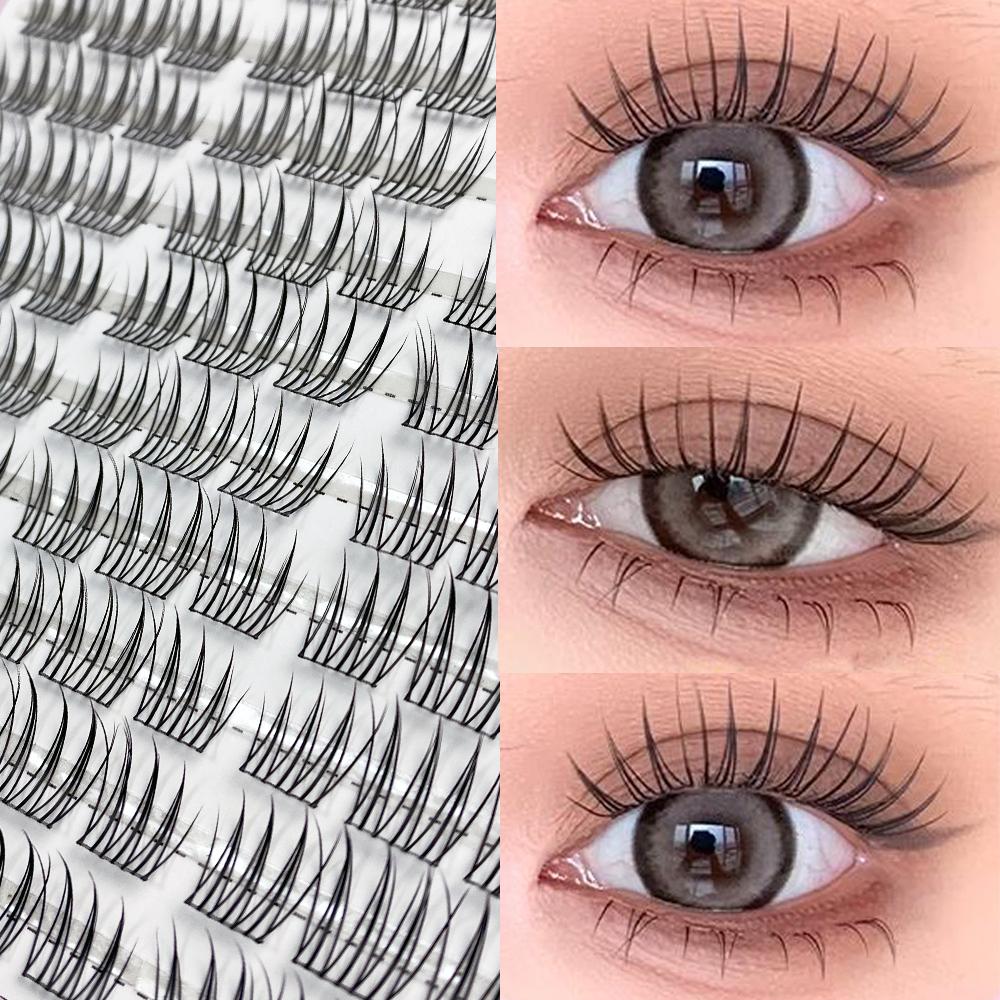 120 bundles Mink False Eyelash Natural Fishtail Lash 3D Russian Individual Eyelash Extension Cluster Makeup Tool Wholesale