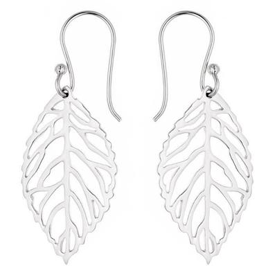 Earrings - Annie - 925 Rhodium-Plated Solid Silver - Leaf Motifs - 2 Cm - Hook System