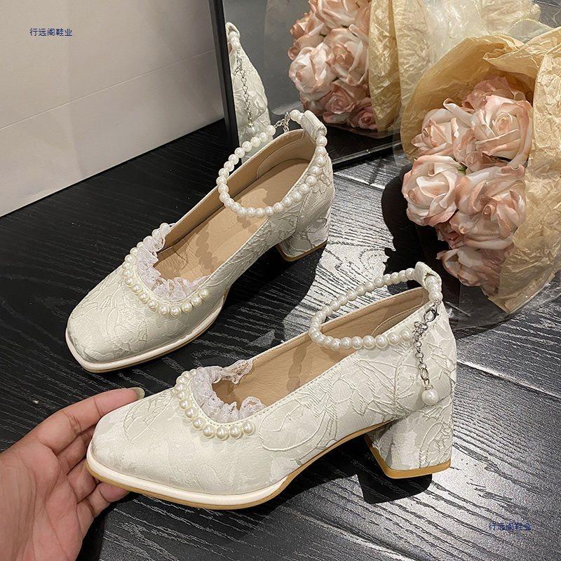 Mary Jane shoes antique dress cheongsam shoes versatile spring and autumn high heels single shoes women's high heels