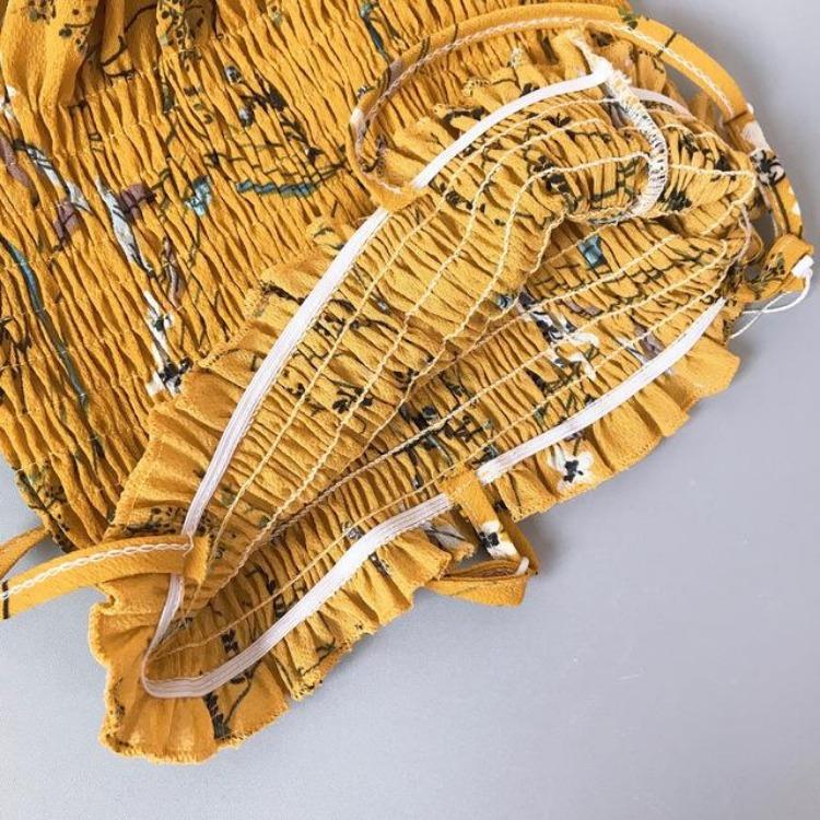 2023 Letní Květinové Chiffonové Minišaty Dámské Ležérní Módní Špagetová Ramínka Bez Rukávů Elastický Vysoký Pas Šaty